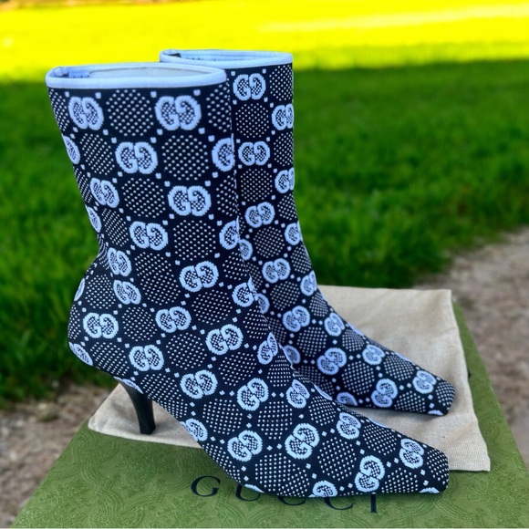 Gucci GG knit Pointy Toe Boots - Picture 3 of 7